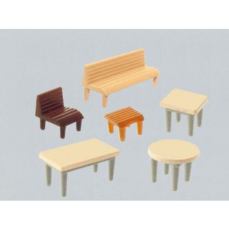 Faller 272400 - Tables (7) Chairs (24) Benches (12). N Scale