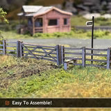 Scale Model Scenery LX001 - OO Five-Bar Gates & Posts (Pack of 3) - OO Gauge