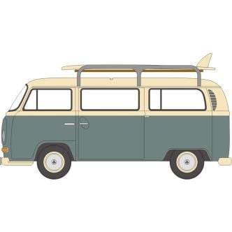 Oxford Diecast 120VW003 - VW Bay Window T2 Bus/Surfboards Fiord Blue/Arcona White