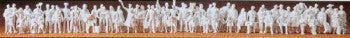 Preiser 75100 - 72 Unpainted Railway Personnel, Passengers & Passers-by Figures - TT Scale