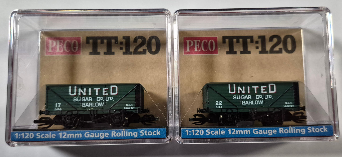 Peco TTC030 - TT:120 7 Plank Open Wagon, United Sugar Co., Twin Pack - Grandad's Train Shop Special Edition