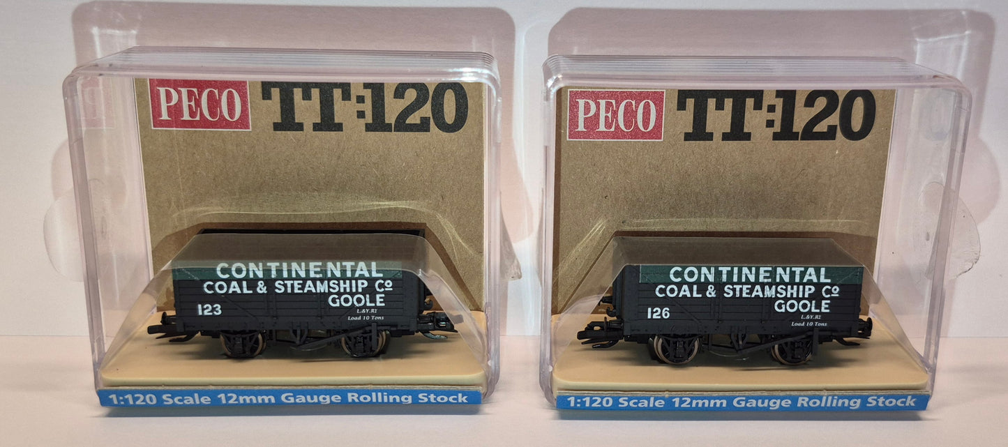 Peco TTC024 - TT:120 7 Plank Open Wagon, Continental Coal & Steamship Co., Twin Pack - Grandad's Train Shop Special Edition