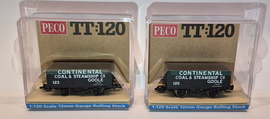Peco TTC024 - TT:120 7 Plank Open Wagon, Continental Coal & Steamship Co., Twin Pack - Grandad's Train Shop Special Edition