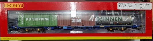 Hornby R60239 - KFA Container Wagon With 2 x 20ft Containers & 1 x 20ft Tanktainer - PRE OWNED