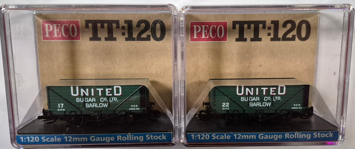 Peco TTC030 - TT:120 7 Plank Open Wagon, United Sugar Co., Twin Pack - Grandad's Train Shop Special Edition