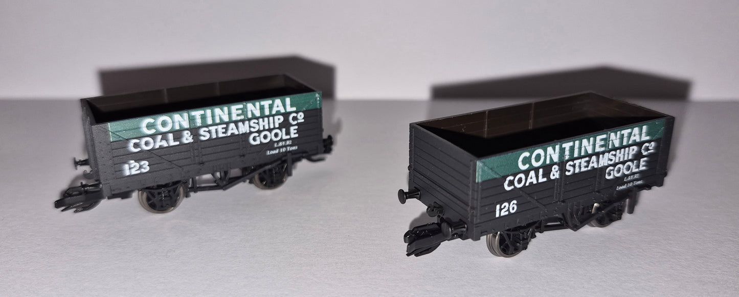 Peco TTC024 - TT:120 7 Plank Open Wagon, Continental Coal & Steamship Co., Twin Pack - Grandad's Train Shop Special Edition