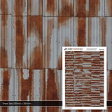 Scale Model Scenery TX012 - OO Rusty Corrugated Iron Texture Paper (Pack of 5) - OO Gauge