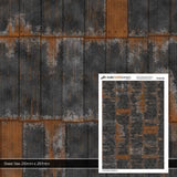 Scale Model Scenery TX104 - OO Rusty Black Painted & Weathered Corrugated Iron Texture Paper (Pack of 5) - OO Gauge