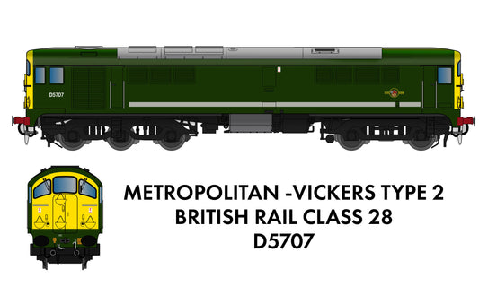 Rapido Trains UK 905004 - Class 28 - BR Green (Full Yellow Ends) No. D5707